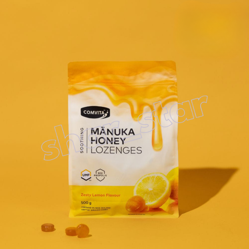 Comvita Honey Lozenges Lemon 500g – UMF10+ Honey Manuka & Propolis, ปลอบประโลมคอ, เพิ่มพลังงาน