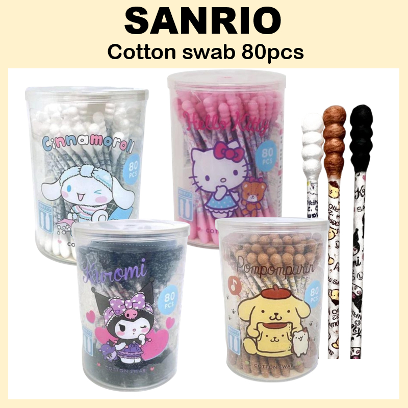 [SANRIO] สําลีก้าน 80 ชิ้น Japan Daiso kitty,kuromi,cinnoroll,pompompurin