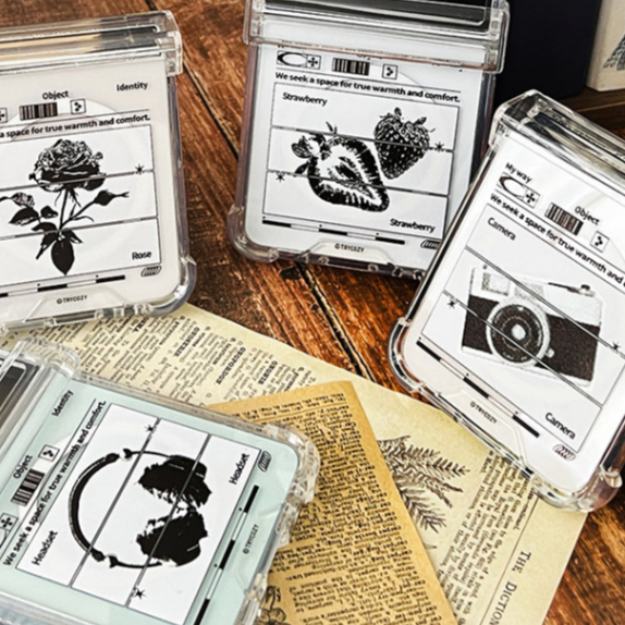 🇰🇷  เกาหลี Galaxy Magnetic Z Flip 7 / 7FE / 6 / 5 / 4 Clear Bumper Case  Black Artwork Case Magnetic