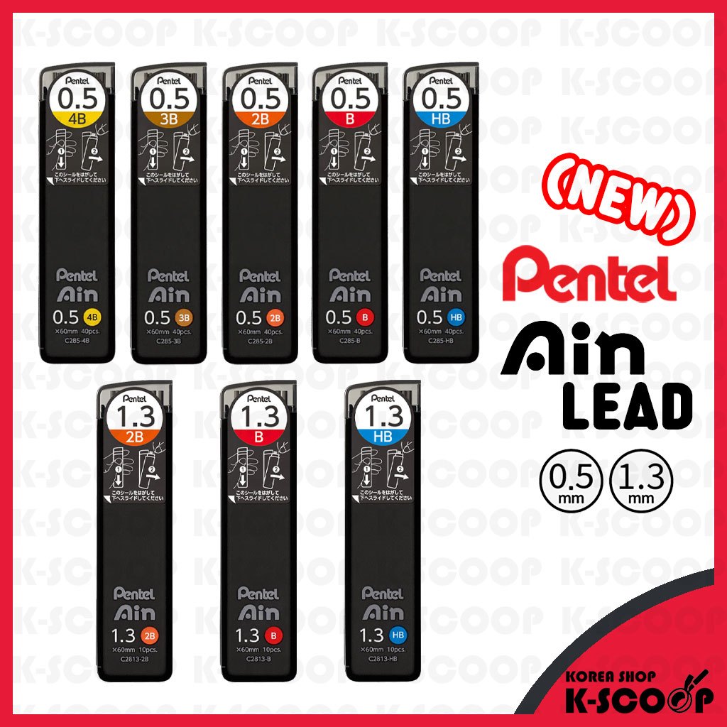 ไส้ดินสอกด Pentel Ain (ใหม่) C285 0.5mm / C2813 1.3mm
