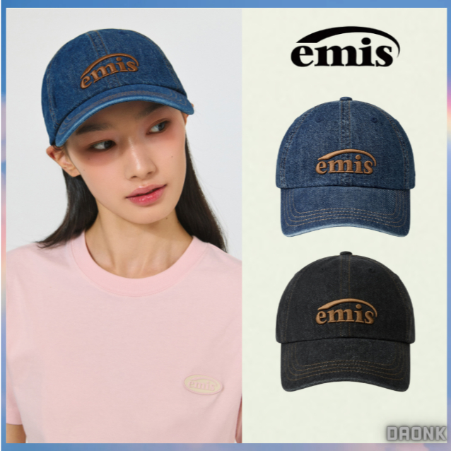 [ EMIS ] UNISEX ONE TONE WASHED DENIM BALL CAP-2color korea แท้ 100%