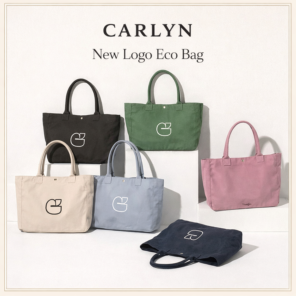 [Carlyn] New Logo Washed Cotton Blend Tote Bag