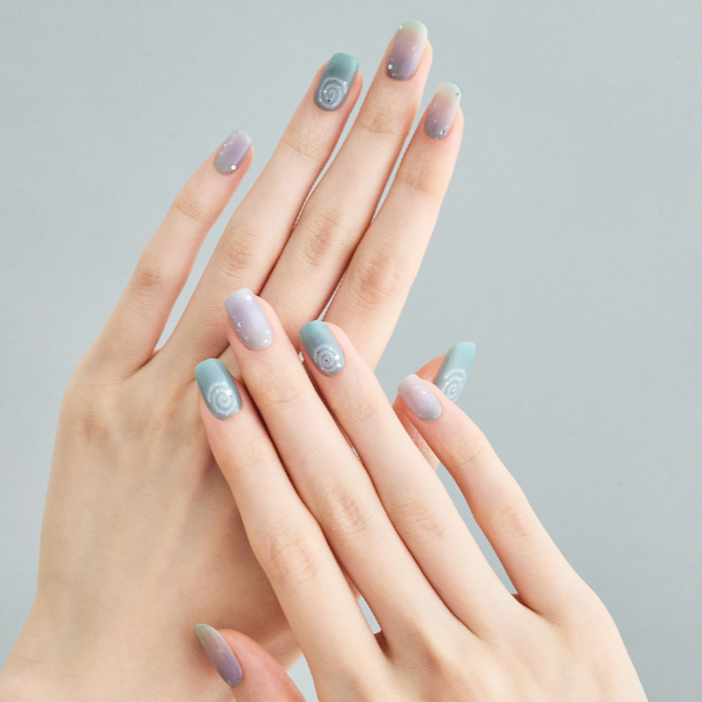 Ohora N Milky Swirl Bling Semi Cured Gel Nail Strips