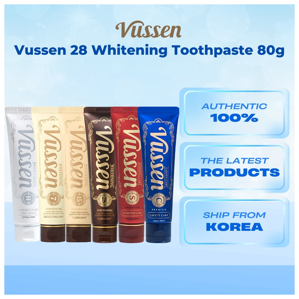 Vussen วิสเซน ยาสีฟันไวท์เทนนิ่งพรีเมี่ยม | 6 ชนิดสําหรับดูแลช่องปากและความกระจ่างใส