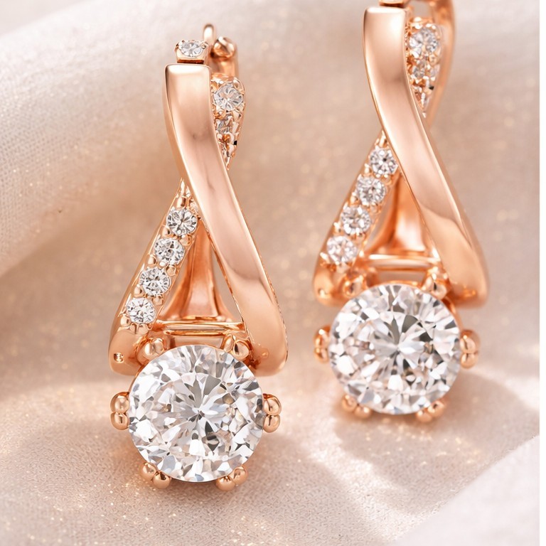 [ELLE] 14K GF Shine Earring /Rose Gold color/ ELGPEE461