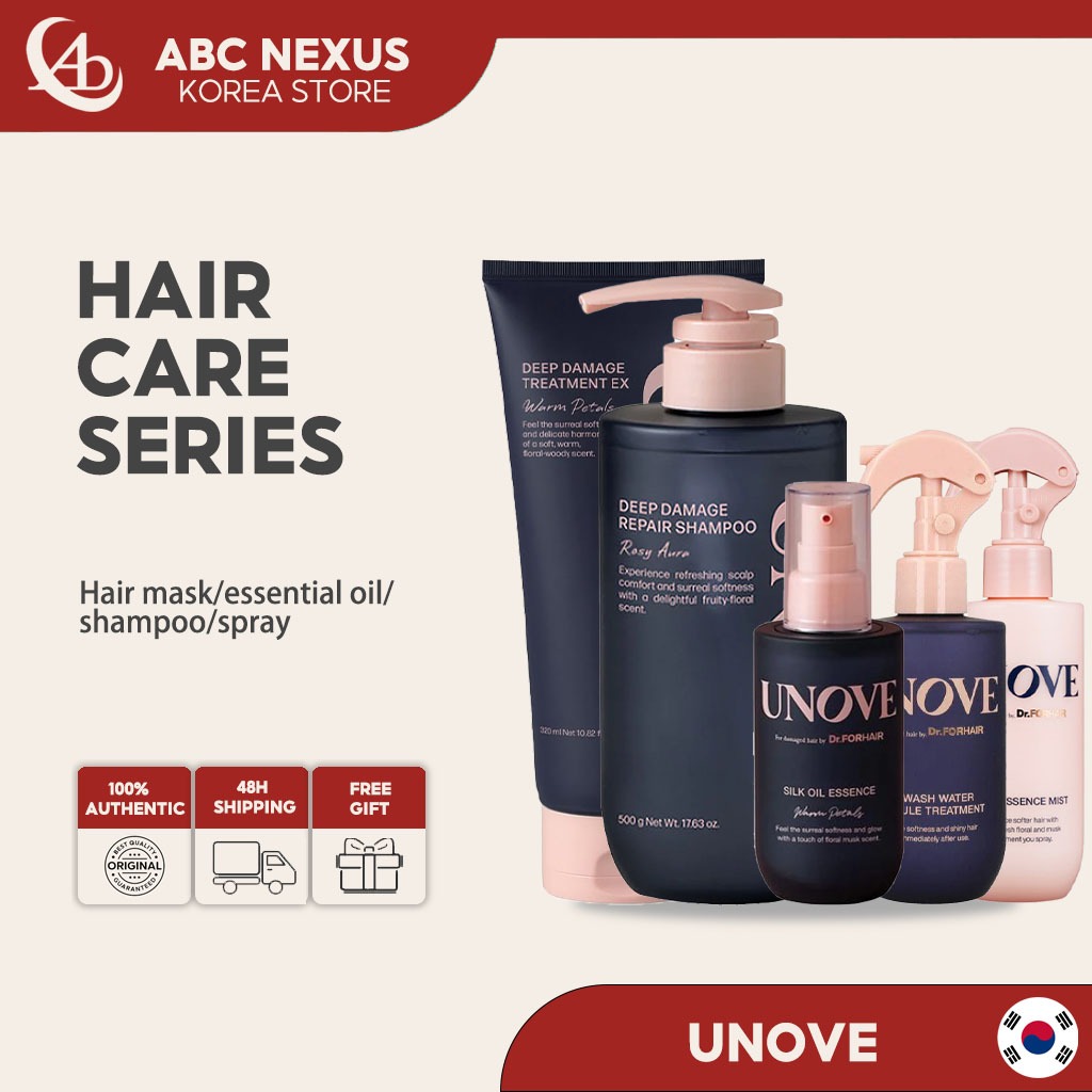 UNOVE Deep Damage Repair Shampoo 500g + Essence Hair Serum 70ml/ผมเสีย EX 207ml/320ml Set