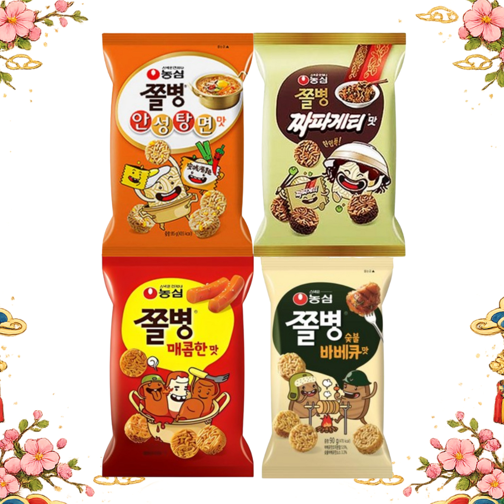 [นงชิม] Jjolbyeong Ramen Snack 4 Flavours Assorted Crispy Korean Noodle Balls 77g 82g 90g