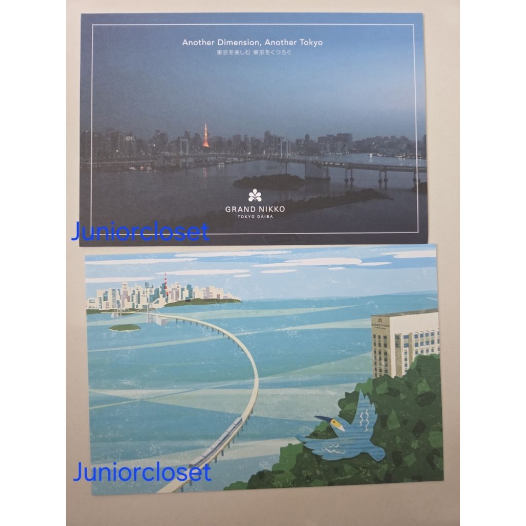 ชุด 2 ชิ้น ️ Japan landmark of Tokyo postcard Odaiba Kingfisher