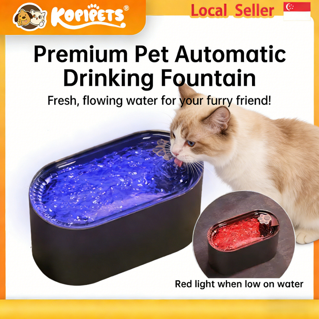 Kopipets Smart Pet Water Fountain ตัวกรองหมุนเวียนอัตโนมัติ 3000 มล. ปั๊มเงียบ น้ําไหลออกซิเจน