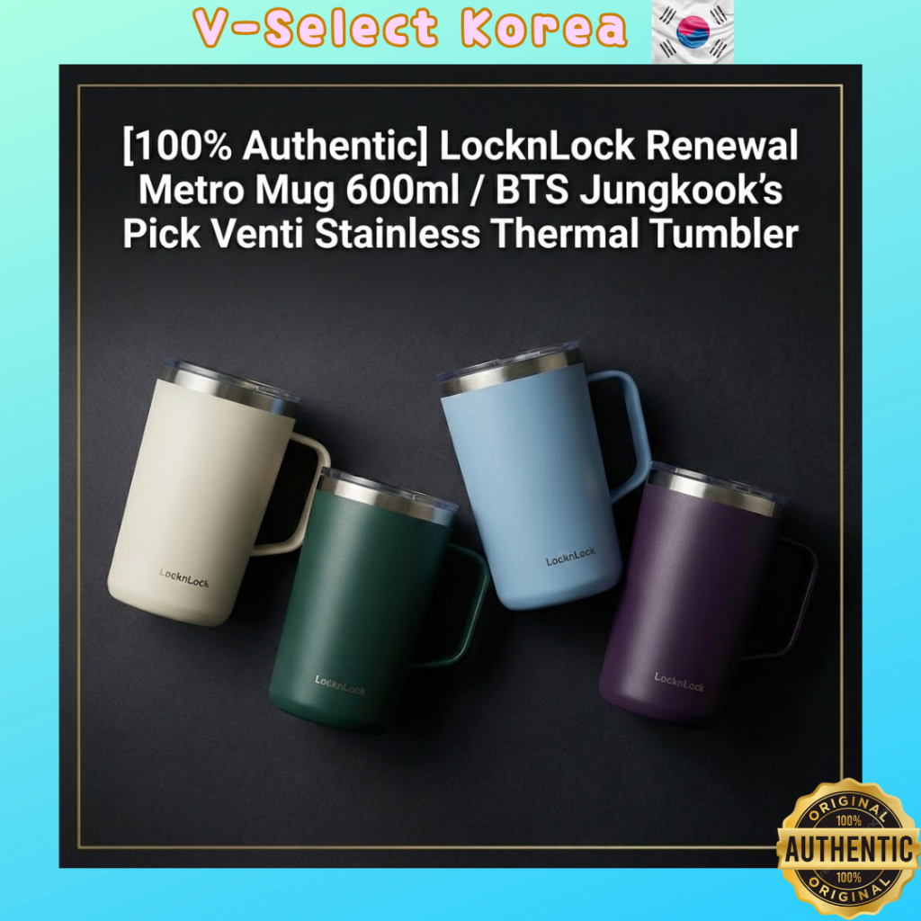 [ของแท้ 100%] LocknLock Renewal Metro Mug 600ml / แก้วน้ําเก็บความร้อนสแตนเลส BTS Jungkook
