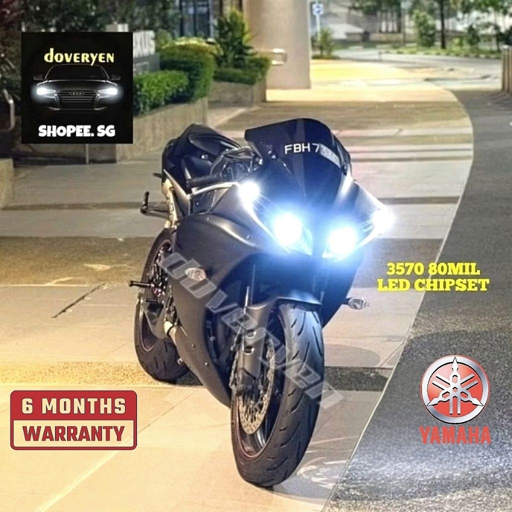 Yamaha R125 R1 R3 R6 รุ่นใหม่ 6500k หลอดไฟหน้า LED สีขาว - H1 H4 H7 H8 H9 H11 HB3 HS1 P15D BA20D T10
