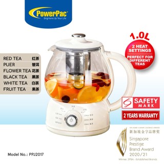 PowerPac 1.0L Electric Health Kettle Jug, Cordless Kettle, brewing different types of tea (PPJ2017)