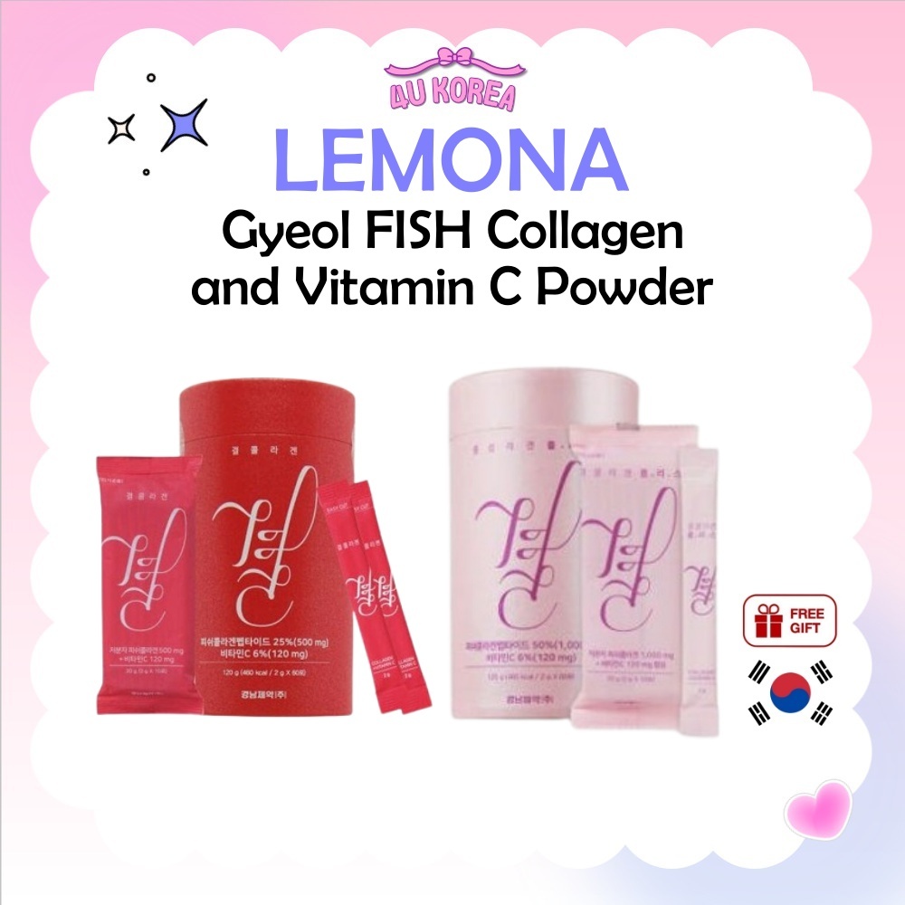 LEMONA Gyeol FISH Collagen and Vitamin C Powder คอลลาเจนและผงวิตามินซี  2g * 60 packets / K-FOOD