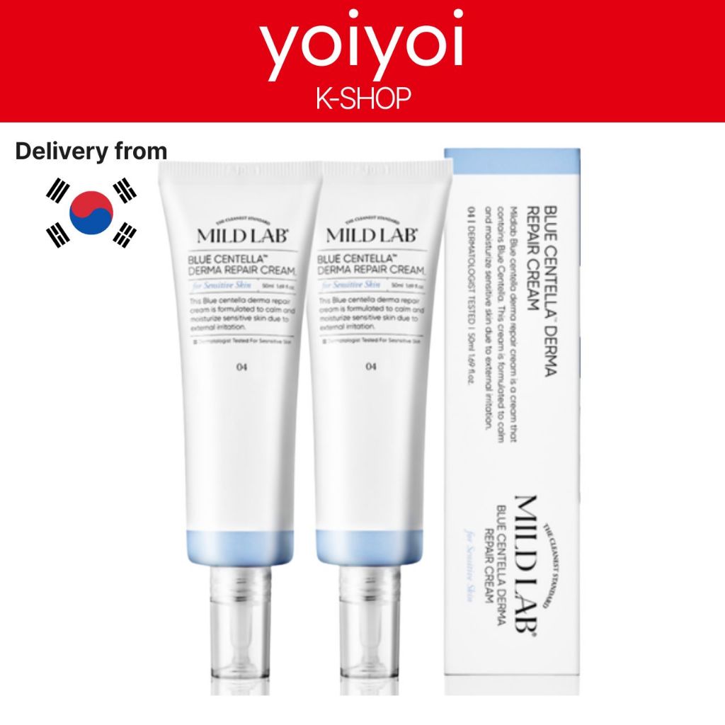 Mild Lab Blue Centella Derma Repair Cream 50ml x2 K-Beauty Soothing Skin Barrier Sensitive
