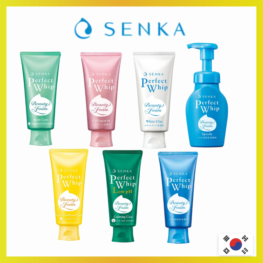 [Senka] Perfect Whip โฟมล้างหน้า 120g / Collagen In / Vitamin C Poreless / White Clay / Acne Care / 