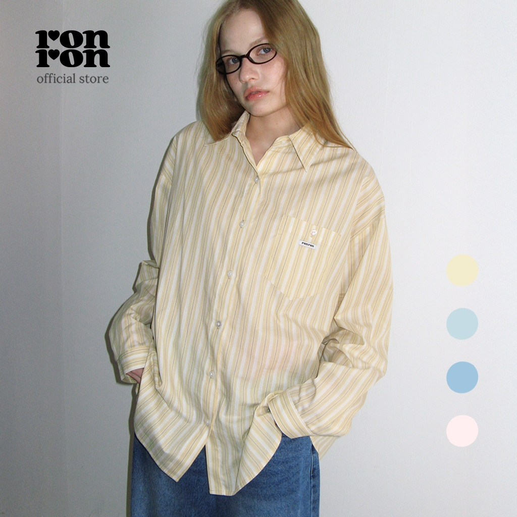 [RONRON] BUTTON POCKET OVERSIZED SHIRT / 4 colors
