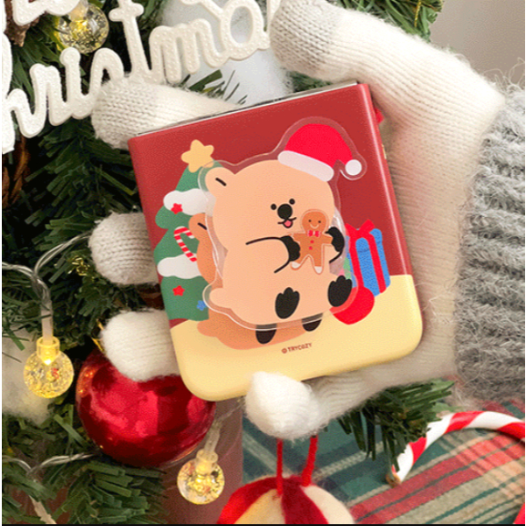 🇰🇷Korea Acrylic Tok + 3D Curved Hard Phone Case Z Flip Serise Snow Town Animal Designed สําหรับ Sams