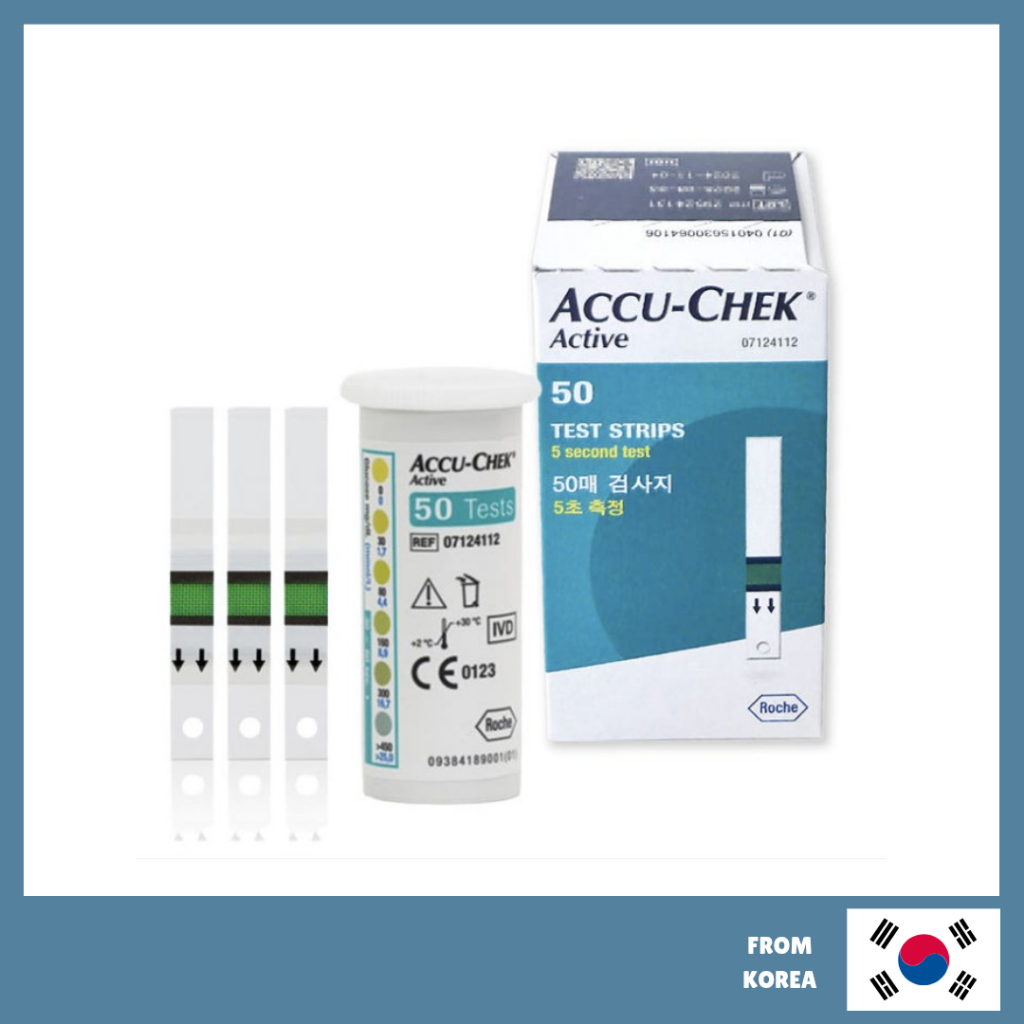 [Accu-Chek] Active Blood Glucose Test Strips  / แถบทดสอบน้ําตาลในเลือดแบบแอคทีฟ – 50 แถบ