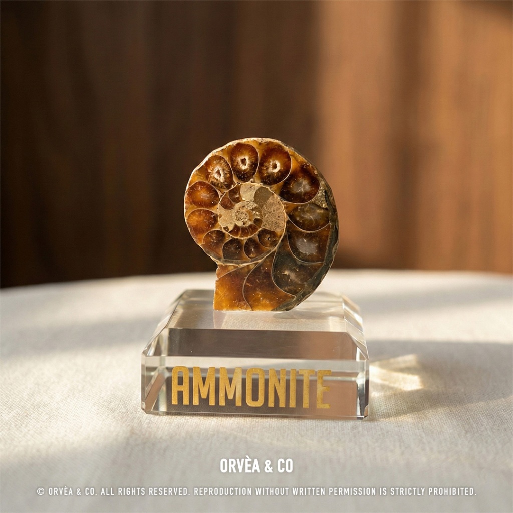 ขัดเงา Ammonite Fossil Crystal Ornament (จอแสดงผล 6 ซม.)