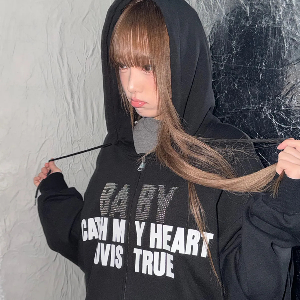 YENA X LUVISTRUE HOOD ZIPUP(สีดํา)
