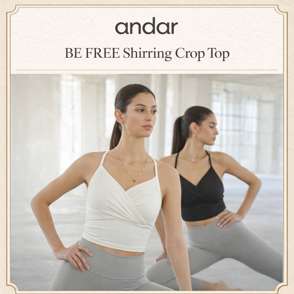 [andar] Be Free Shirring Crop Top