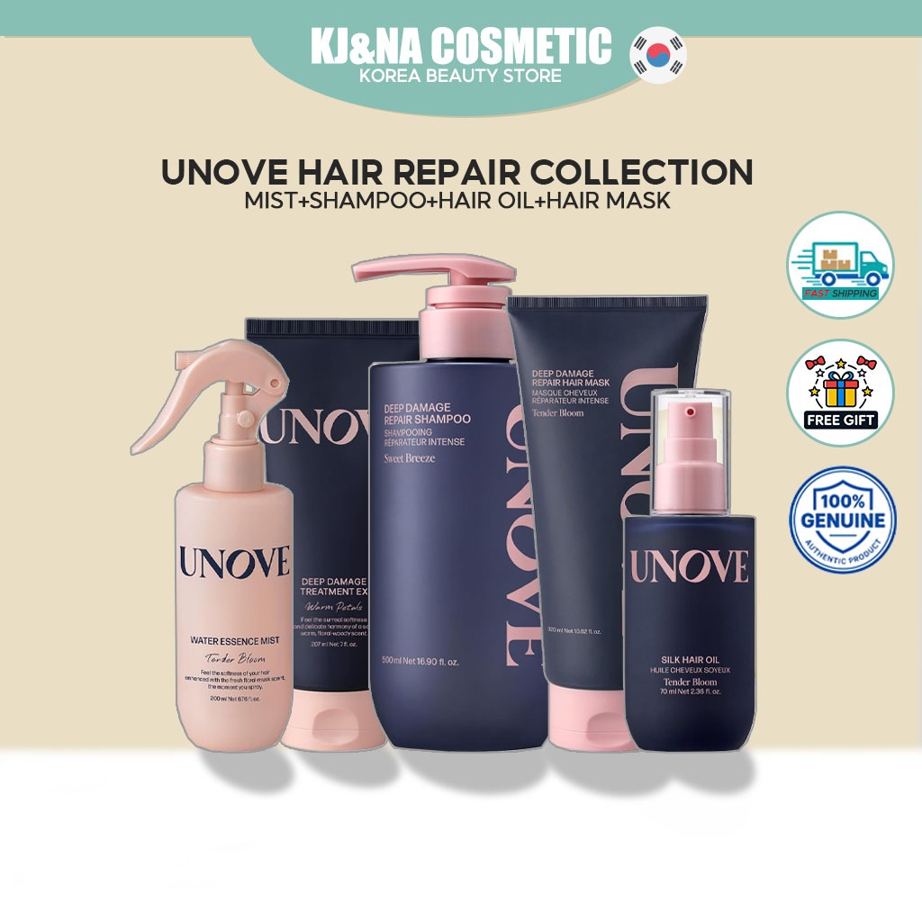 [UNOVE] Hair Collection (แชมพู Deep Damage Repair, Treatment EX, No-Wash Water Ampoule Treatment, Silk Oil Essence)