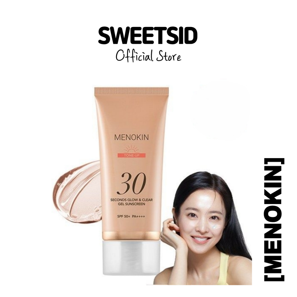 [MENOKIN] 30s Glow & Clear Gel Sunscreen Tone Up (50ml) SPF50+ PA++++ | พิงค์ ไบรท์เทนนิ่ง เค-บิวตี้
