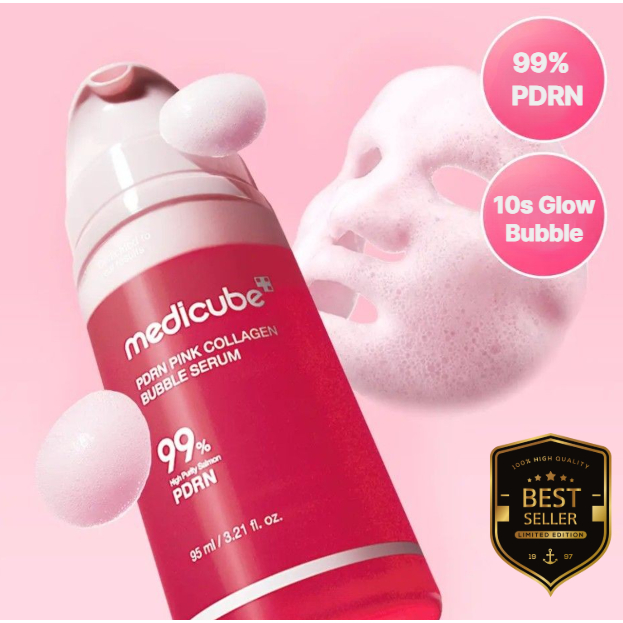 Medicube PDRN Pink Collagen Bubble Serum 95ml  10s Glow & Firm Care