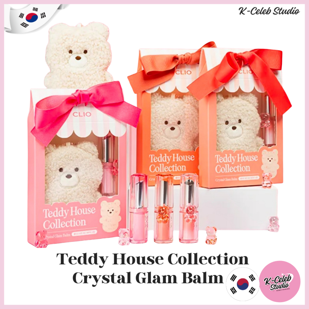 Clio Cristal Glam Balm 3Colors +Teddy Pouch Keychain (ฟรี) Teddy House