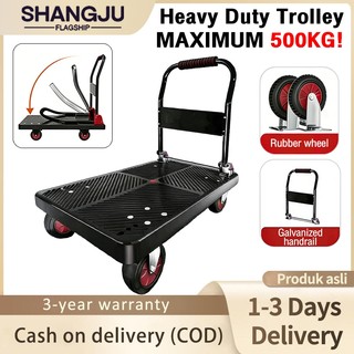Heavy Duty Foldable Trolley Cart Ultra-Quiet Platform Hand Truck Portable Moving Wheel Cart For Warehouseand /Transport