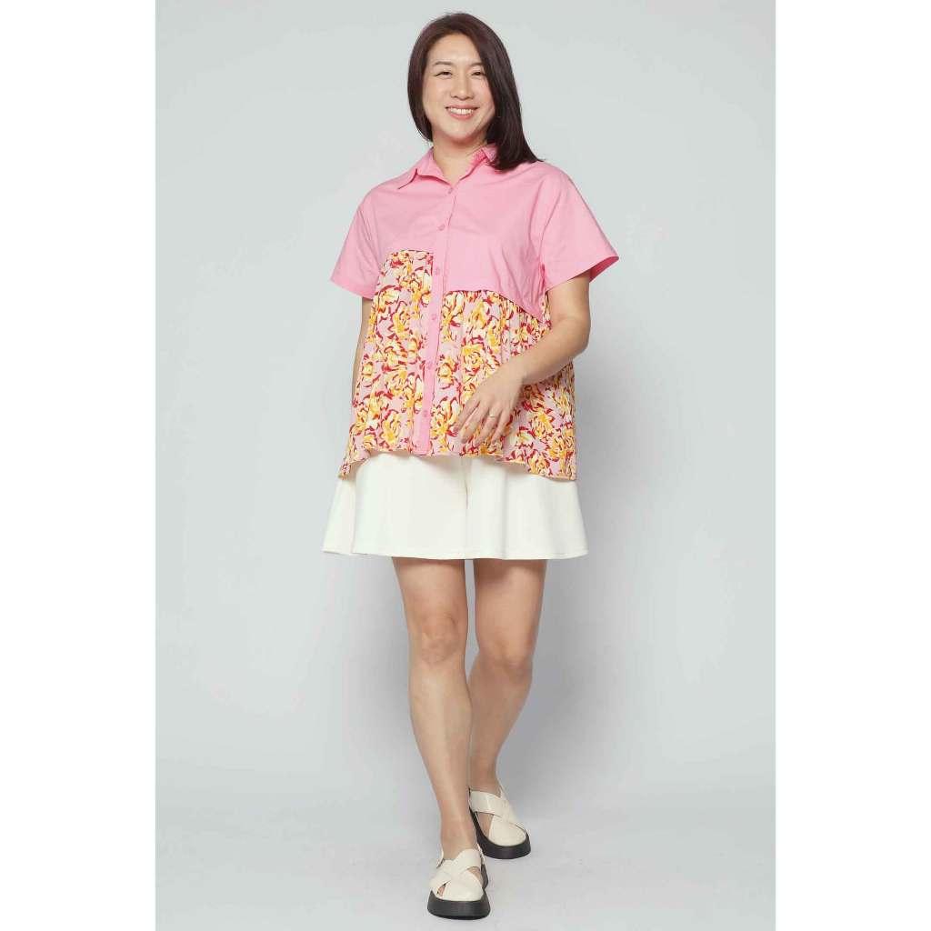 Xinxin Floral Top สีชมพู (เหมาะกับ S-XXL)