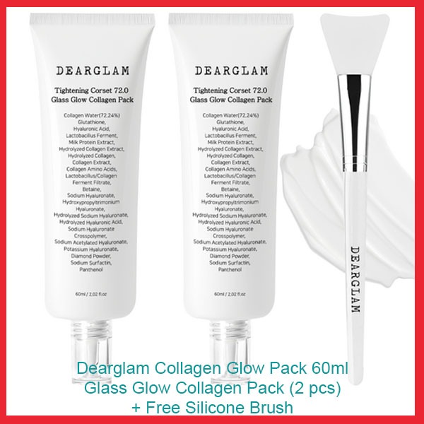 [Dearglam] Elastic Corset 72.0 Glass Glow Collagen Pack 60ml (2 ชิ้น) + ฟรีแปรงซิลิโคน (1 ชิ้น) / Gl