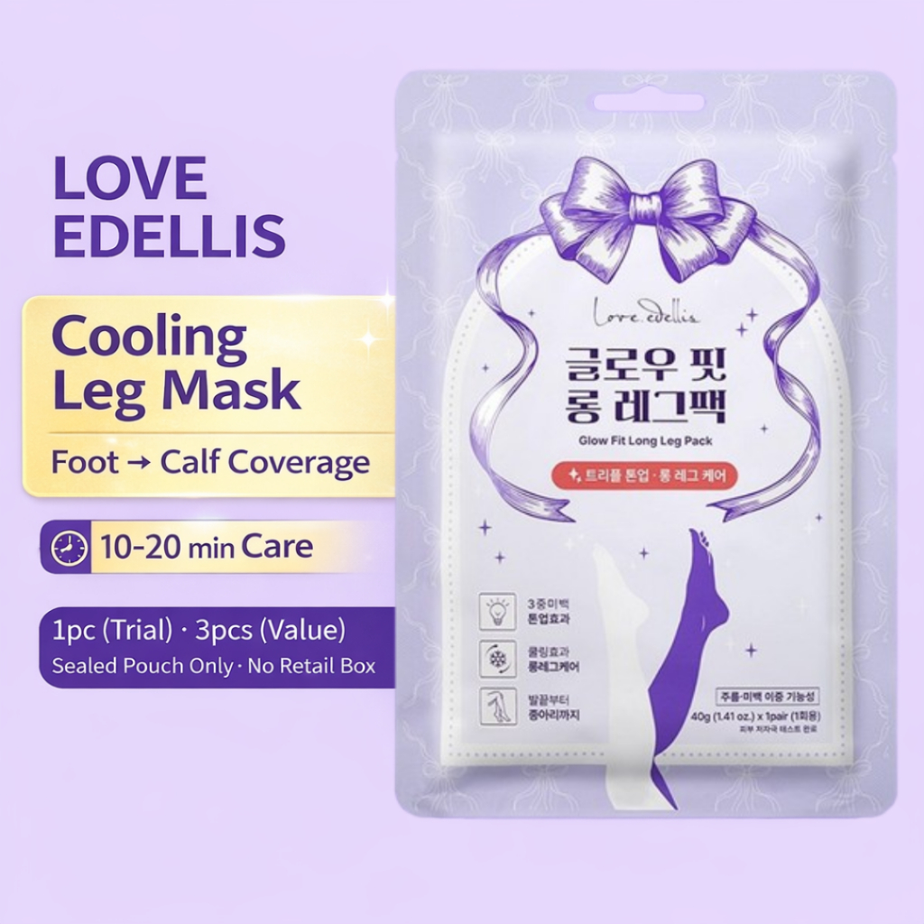 [LOVE EDELLIS] Cooling Leg Sheet Mask · Glow Fit Long Leg Pack · แผ่นมาส์กขาเท้าถึงน่อง · 1/3pcs (No