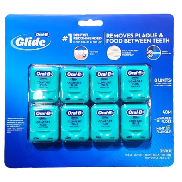 [8-Pack] Oral-B Glide Pro-Health Comfort Plus Dental Floss - Mint (44 ม. x 8 ชิ้น) | ชุดจํานวนมาก