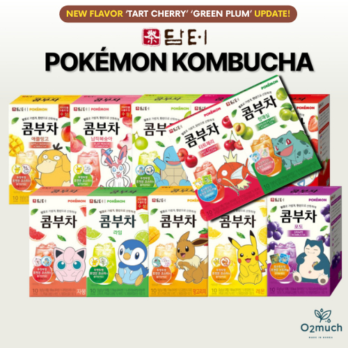 ⭐ [รสชาติใหม่] Damtuh Pokémon Kombucha Powder Sticks (5T / 10T / 30T) – 10 รสชาติ | 0 ก น้ําตาล • วิตามินซี 50 มก. • 19 โปรไบโอติก • ฟรี ของขวัญโปเกมอน