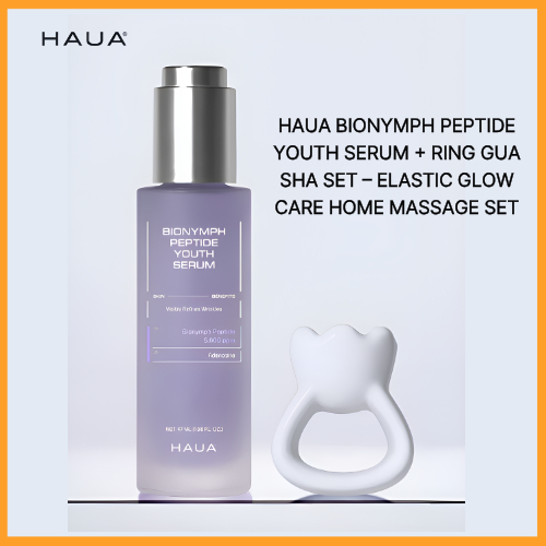 HAUA BIONYMPH PEPTIDE YOUTH SERUM + RING GUA SHA SET – ELASTIC GLOW CARE HOME MASSAGE SET