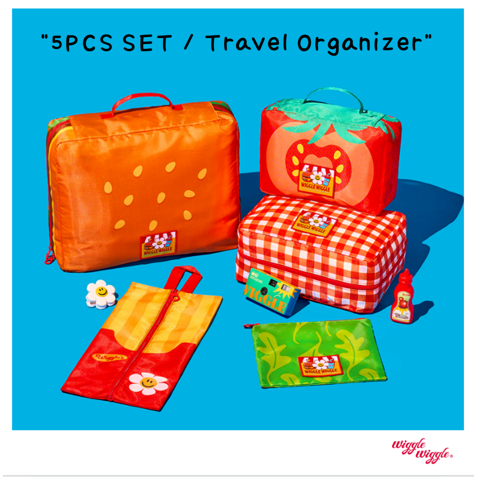 [WIGGLE WIGGLE] ชุดกระเป๋าเดินทาง 5 ชิ้น | ชุดกระเป๋าจัดระเบียบ | กระเป๋าใส่ตาข่ายหูหิ้ว | กระเป๋าใส