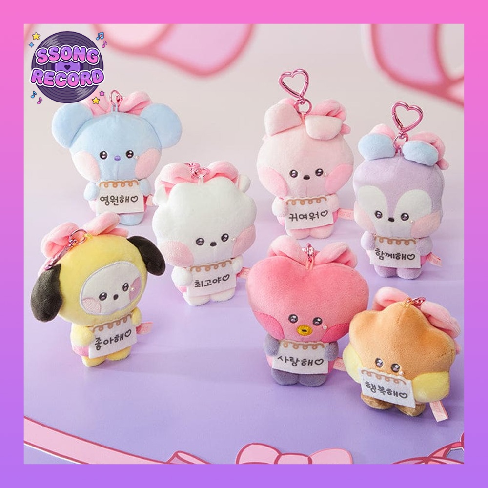 BT21 Mini I Love You Message Book พวงกุญแจตุ๊กตา (พร้อมริบบิ้น)