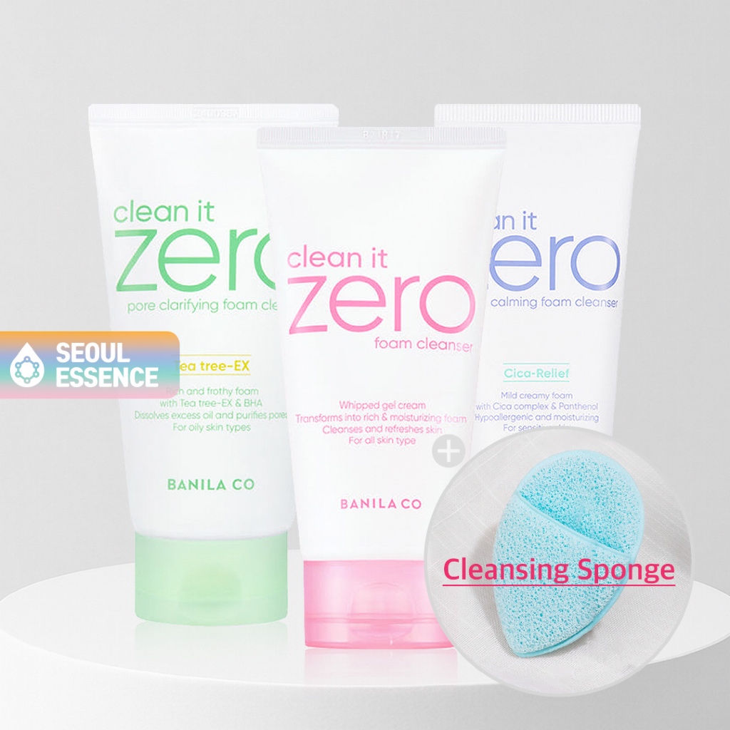Banila CO Clean It Zero / Pore Clarifying (Tea Tree-EX) / Calming (Cica-Reflief) Foam Cleanser - She