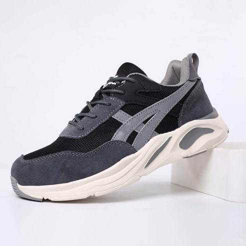 VENTURA A-19 VENTURA รองเท้าผ้าใบทํางานแฟชั่นน้ําหนักเบา A-19 Navy-Gray Wide-Fit รองเท้านิรภัยสําหรั