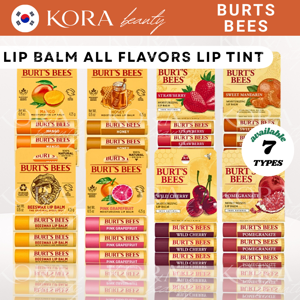 Burts Bees Lip Balm Triple Pack – รวมหลากหลายรสชาติและย้อมสีหลายรสชาติ