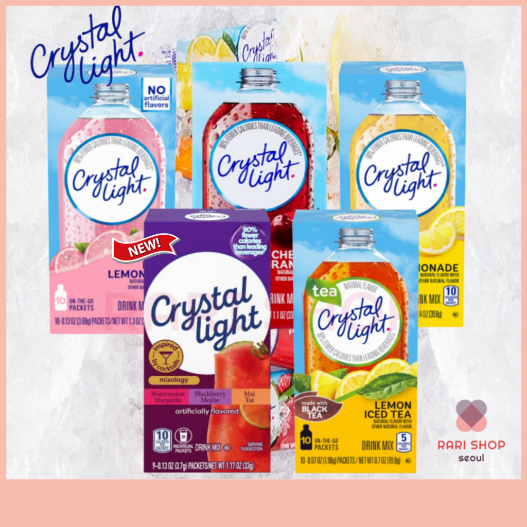 [Crystal Light] ผงอะเดปราศจากน้ําตาล 10T(5 ชนิด)(ใหม่)ผสมวิทยา (9T)/ชาเย็นมะนาว /น้ํามะนาวสีชมพู/น้ํามะนาว/เชอร์รี่ทับทิม