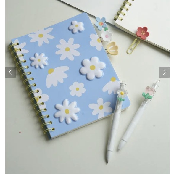 [daiso Korea]Daisy Spiral Notebook Cute Flower Journal School Notebook Korean Aesthetic Stationery D