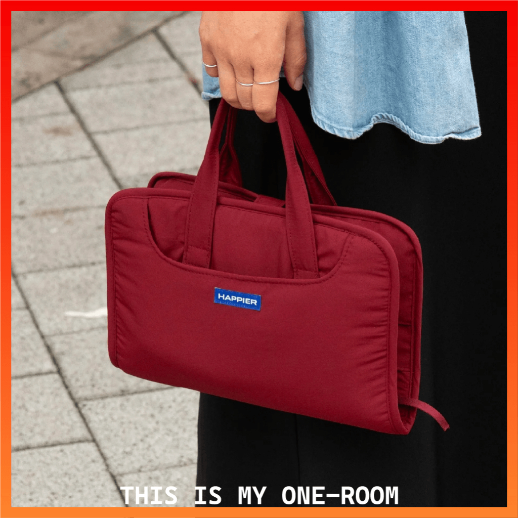 โอ๊ยวันโลลลี่! Happier Book Bag Cushion Book Sleeve Tote Reading Organizer Nylon Book Pouch Made in 