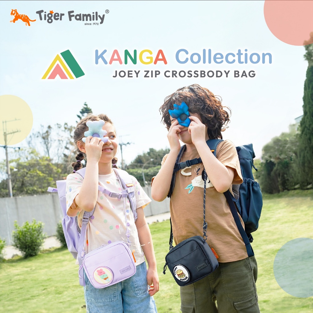 Tiger Family Joey Zip Crossbody Bag สําหรับเด็กเด็กกระเป๋าสะพายแฟชั่นน่ารักสําหรับเด็ก