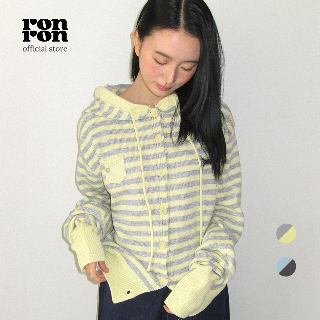 [RONRON] Mini Pocket Hooded Knit Cardigan  / 2colors ราคา ถูกที่สุด ดีลบีเคเค