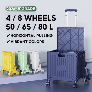 Next Day Delivery | Box Pro | Foldable Grocery Trolley Shopping Cart 360 Directional Rotatable Wheels Boxpro