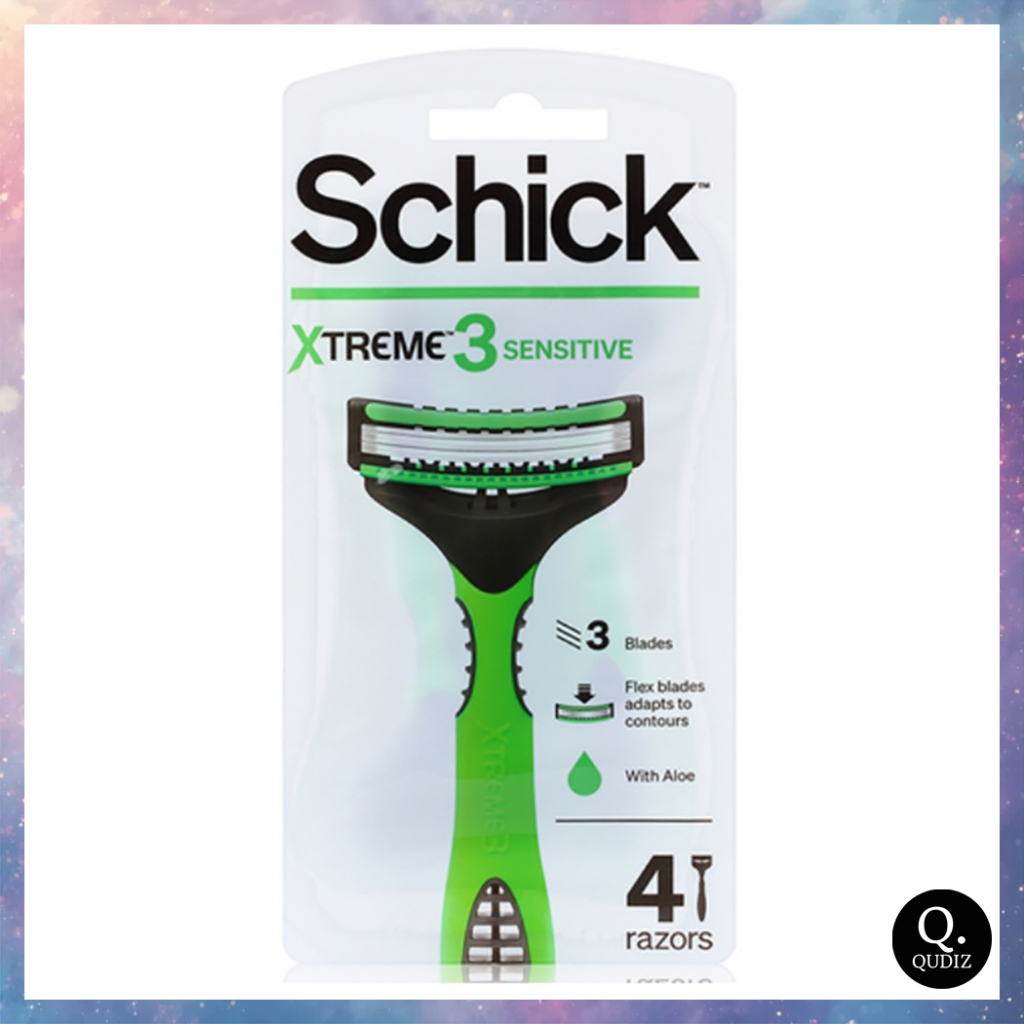 Schick Xtreme 3 เครื่องโกนหนวดแบบใช้แล้วทิ้ง 4 แพ็คยืดหยุ่น 3 ใบมีด Smooth Shave
