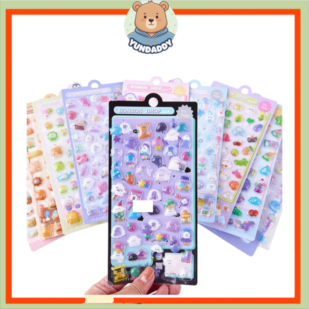 [WonderJoy] ชุดสติ๊กเกอร์ BonBon Drop (10 ออกแบบ) นําเข้าอย่างเป็นทางการ / ชุดสติ๊กเกอร์ 3D Puffy