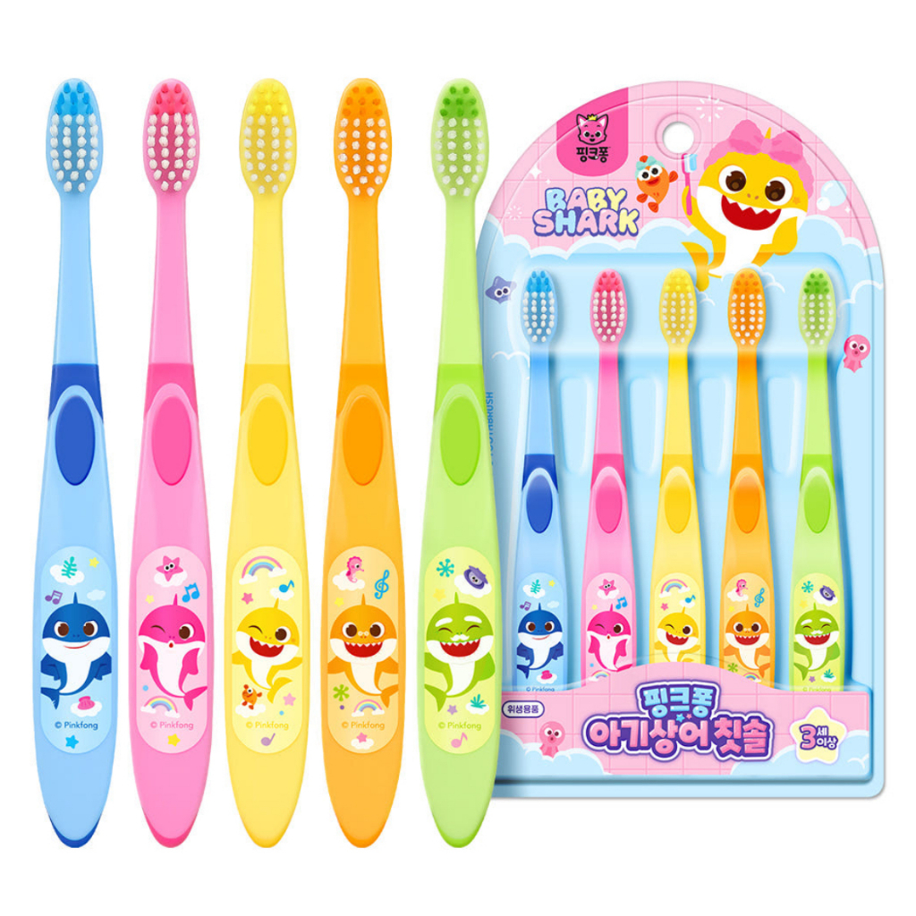 ชุดแปรงสีฟันเด็ก Pinkfong Baby Shark (5 ชิ้น) ยาสีฟันสําหรับเด็ก Pinkfong Baby Shark – สตรอเบอร์รี่ (ฟลูออไรด์ต่ํา 500ppm)